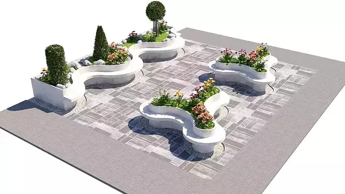 Contemporary Street Furniture with Integrated Planters