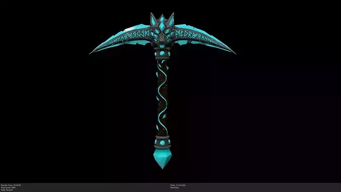 Stylized Ancient Wolf-God Pickaxe Game Ready - AI