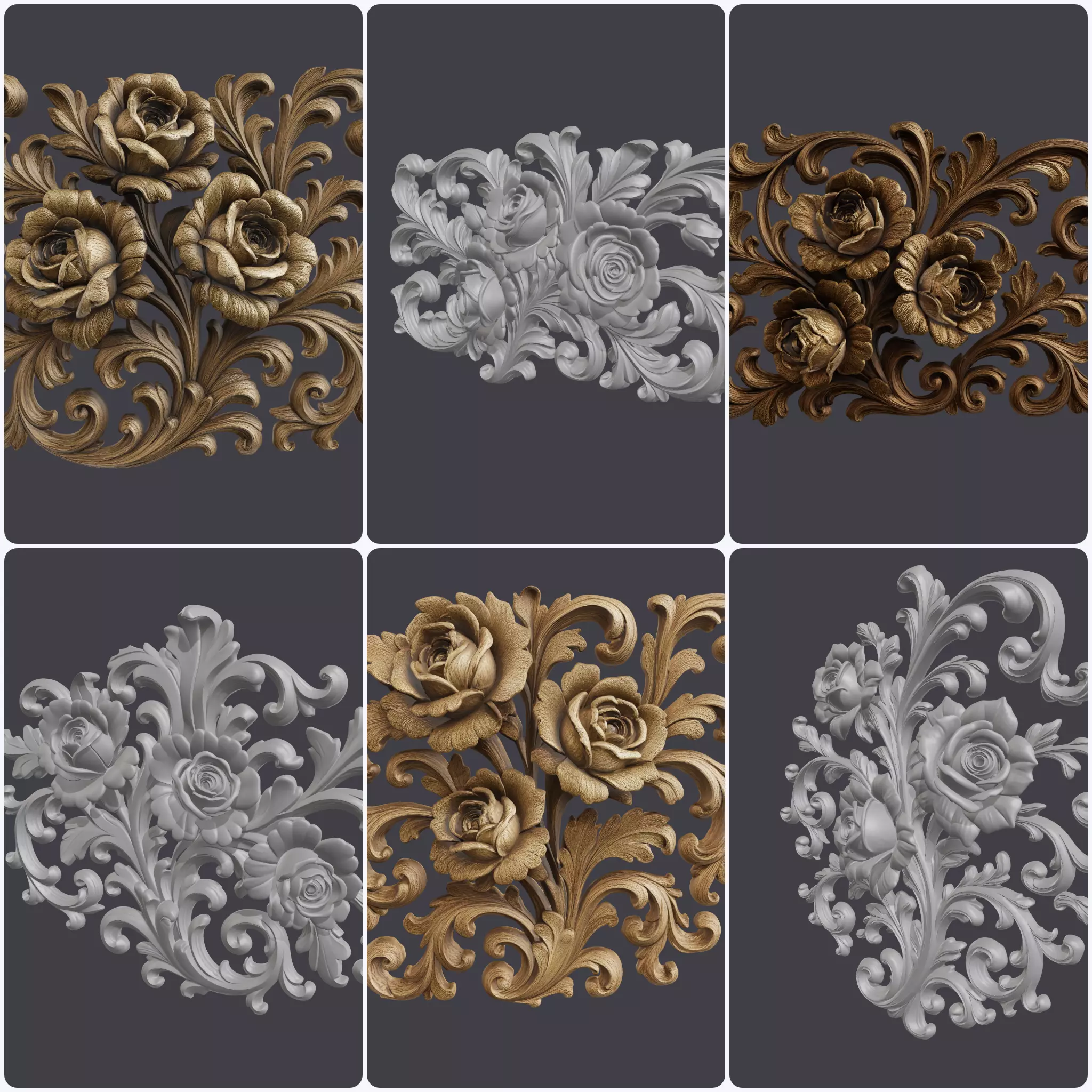 Baroque Carved Decor NSCDB4 Bundle 6 STL for CNC 3D Printing 3D print model