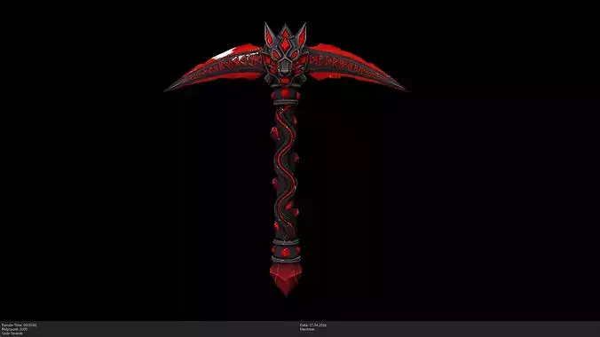 Stylized Infernal Wolf-Lord Pickaxe Game Ready - AI