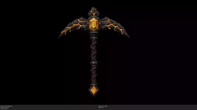 Stylized Magmatic Overlord Pickaxe Game Ready - AI