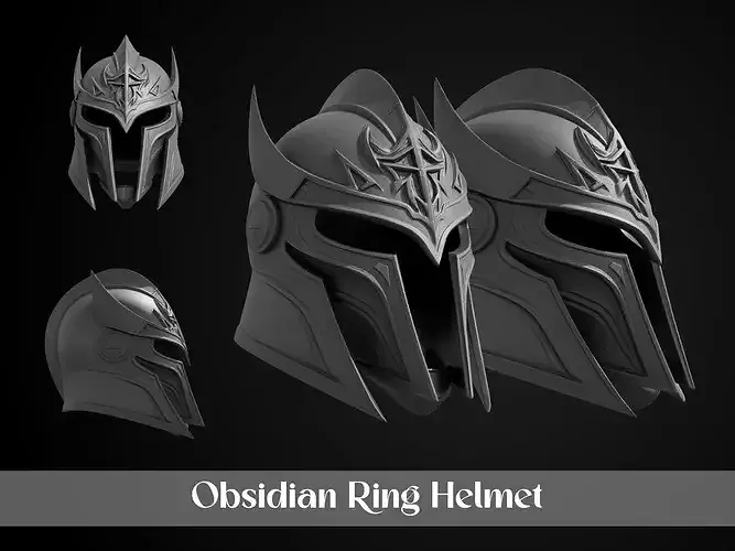 Stylized Mystic Ring Warlord Helmet - Obsidian Ring