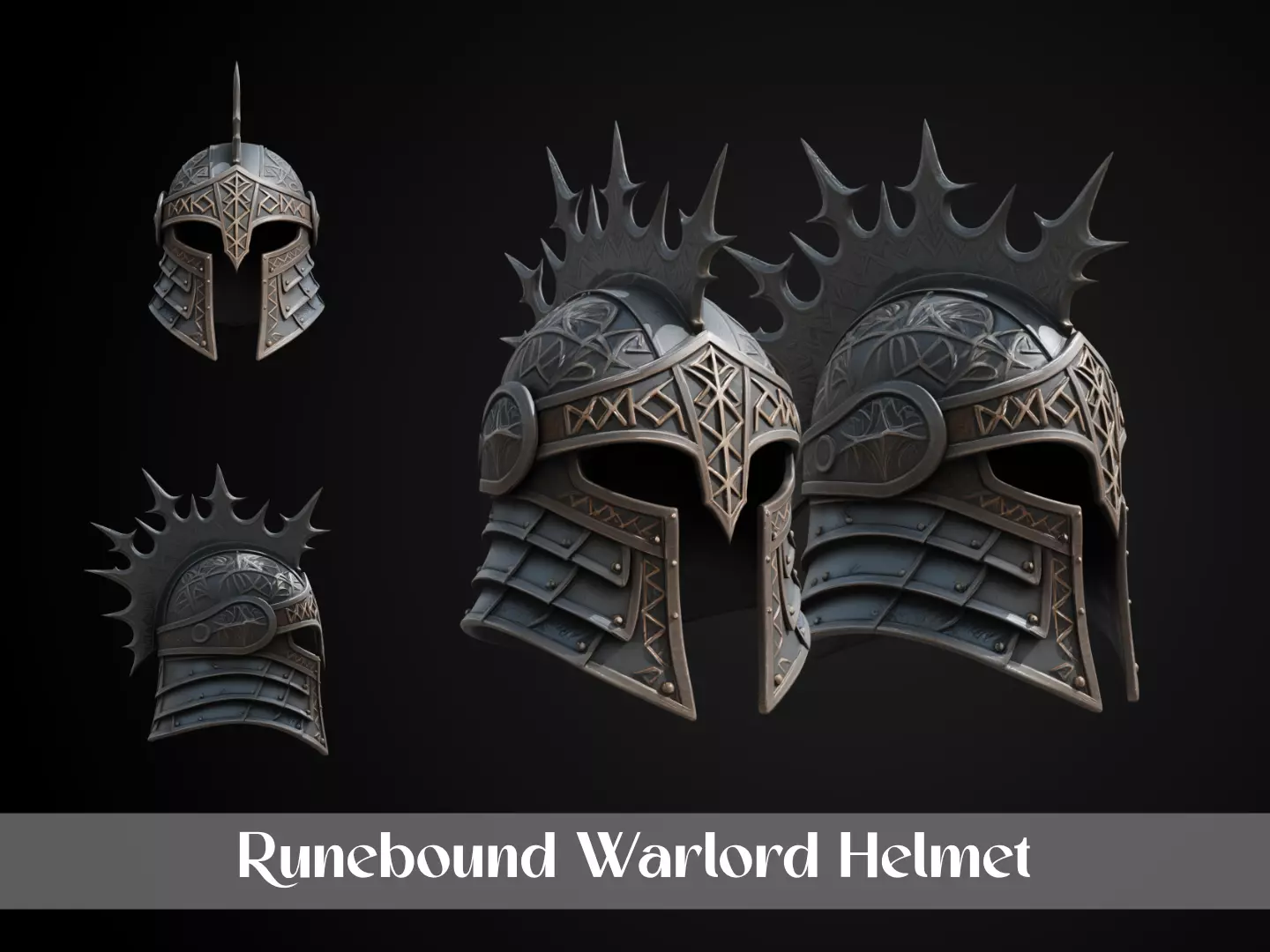 Stylized Mystic Ring Warlord Helmet - Runebound Warlord 3D print model