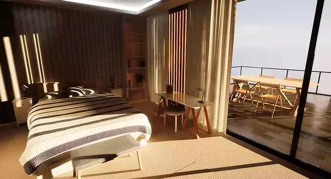 Modern House Fully Furnished Interior Low-poly 3D model 5