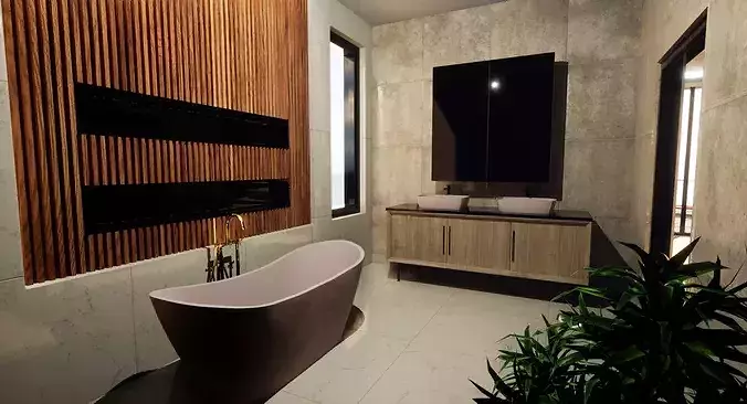 Modern House Fully Furnished Interior Low-poly 3D model 7