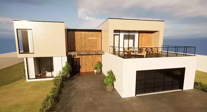 Modern House Fully Furnished Interior Low-poly 3D model 6
