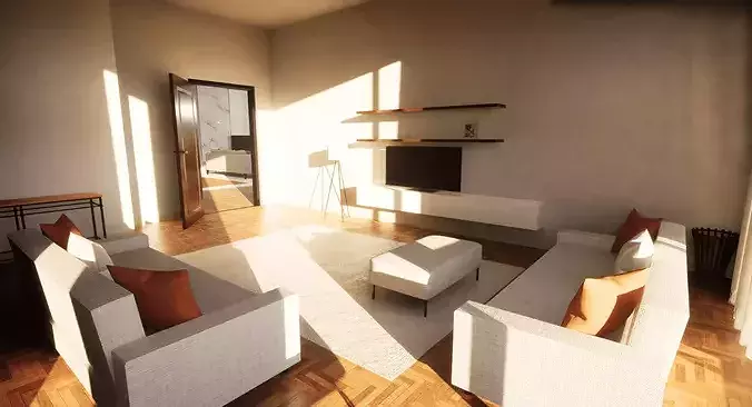 Modern House Fully Furnished Interior Low-poly 3D model 4