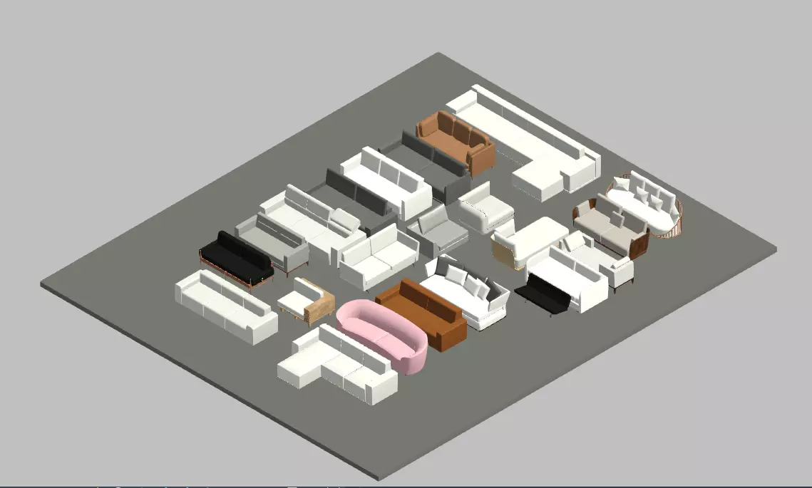 Modern Sofa Collection High-Quality Revit Families 3D model