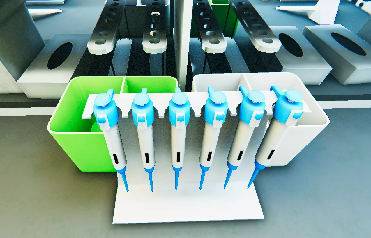 Computer Pipettes and Bench Equipment Set Low-poly 3D model
