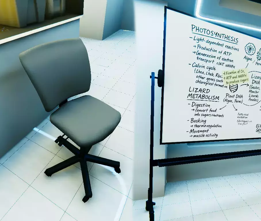 Rolling Whiteboard and Adjustable Task Chair pack Low-poly 3D model