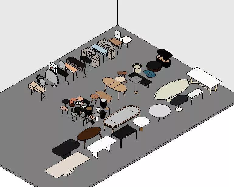 Modern Tables and Consoles Collection Revit Families 3D model