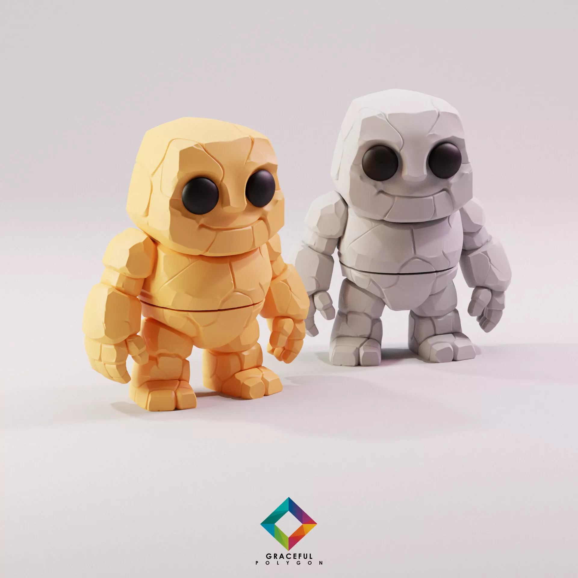 ROCK GOLEM STL FLEXI CHIBI CUTE GRACEFULPOLYGONS 3D print model