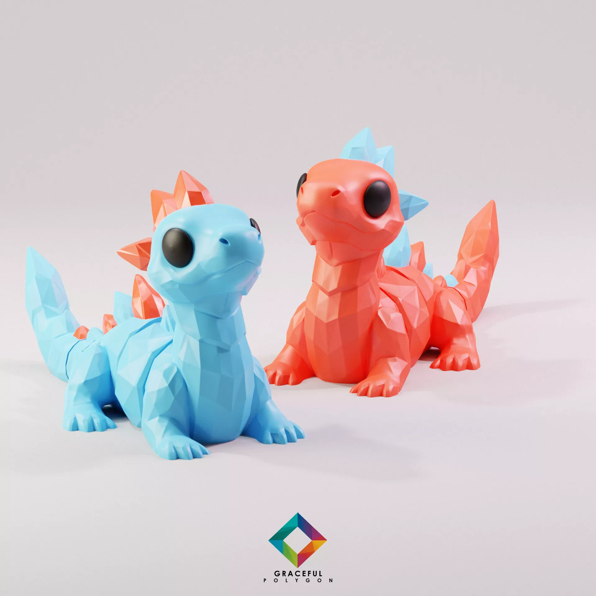CRYSTAL WYVERN STL FLEXI CHIBI CUTE GRACEFULPOLYGONS 3D print model