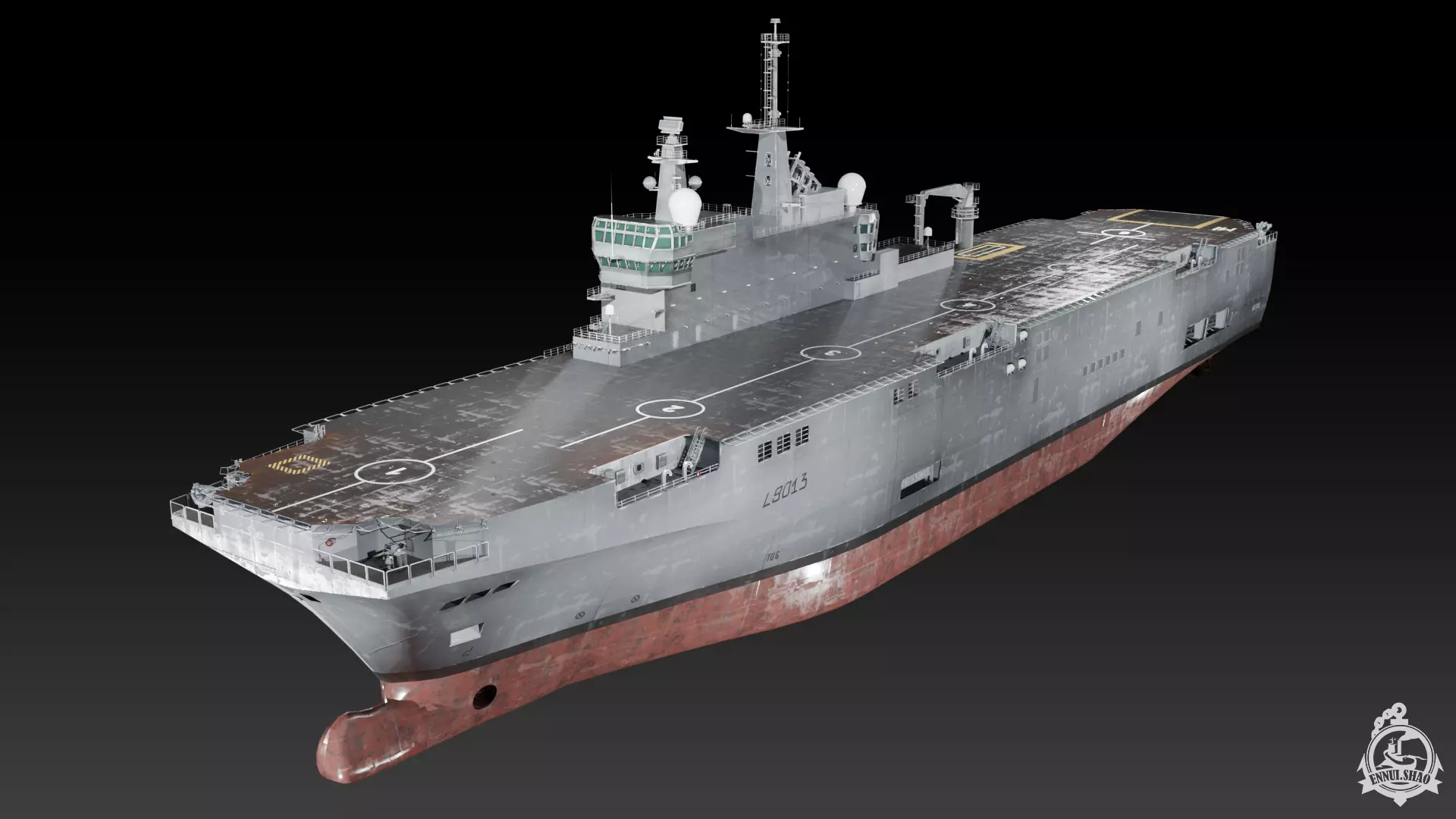 FS Mistral Amphibious Assault ship gameready Low-poly 3D model
