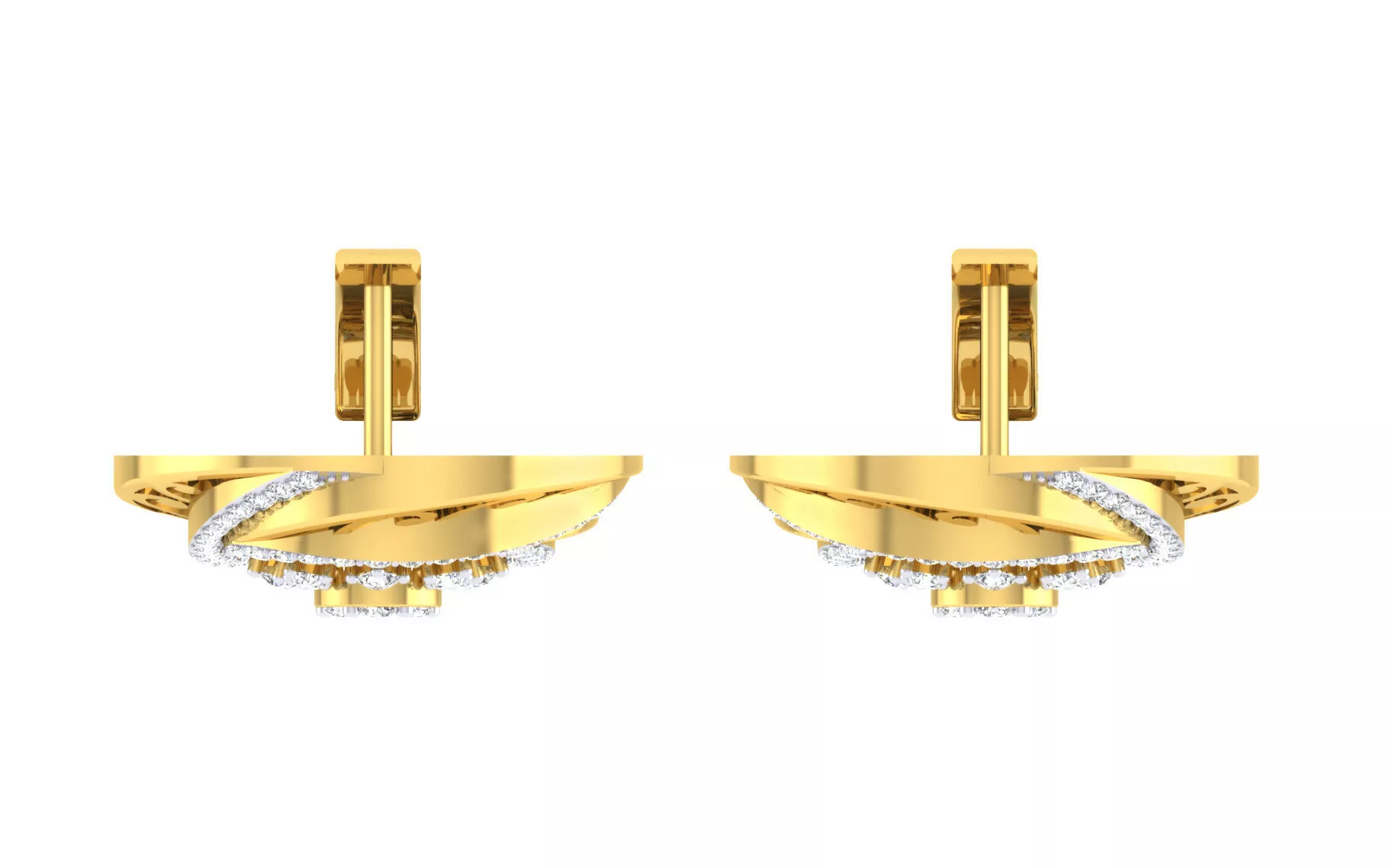 Diamond Swirl Floral Stud Earrings 3D print model
