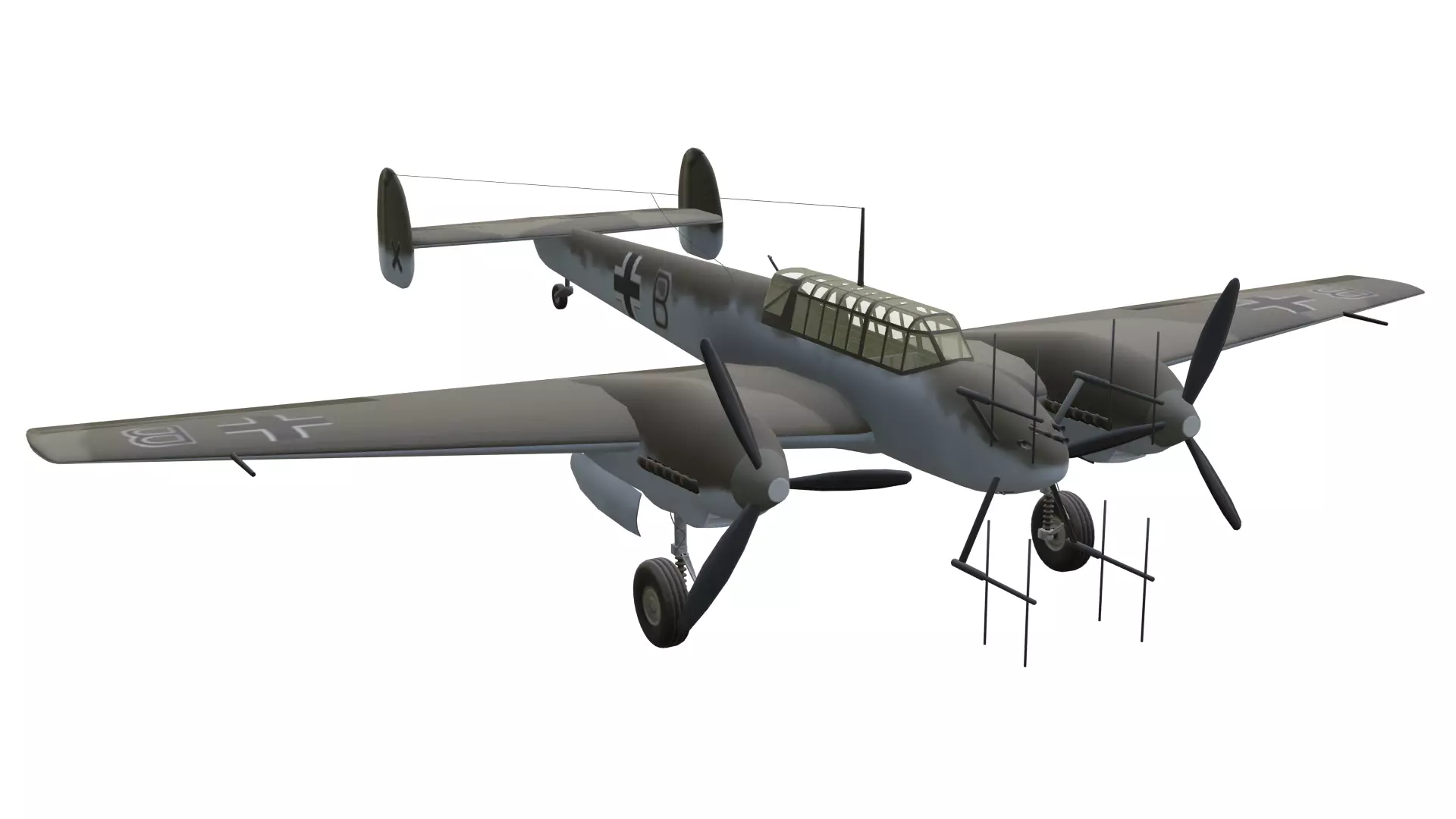 Messerschmitt Bf 110 Low-poly 3D model