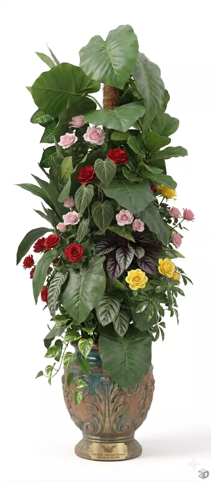 Rustic Artificial Plant Vase 3D Model 3D print model