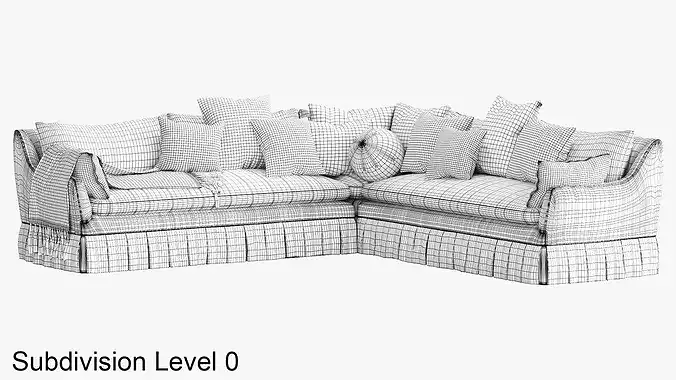 Lulu and Georgia Portola Pleated Sectional Sofa 3D model 6
