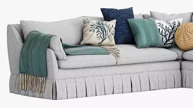 Lulu and Georgia Portola Pleated Sectional Sofa 3D model 7
