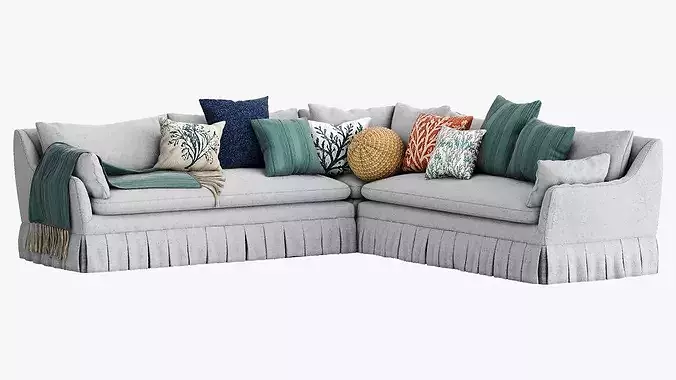 Lulu and Georgia Portola Pleated Sectional Sofa 3D model