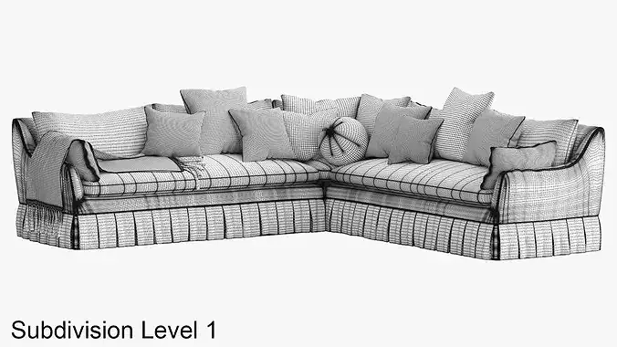 Lulu and Georgia Portola Pleated Sectional Sofa 3D model 5