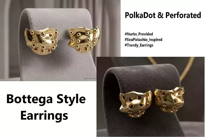 Chunky Wrinkled Fluid Deformed Bottega Style Stud Earrings