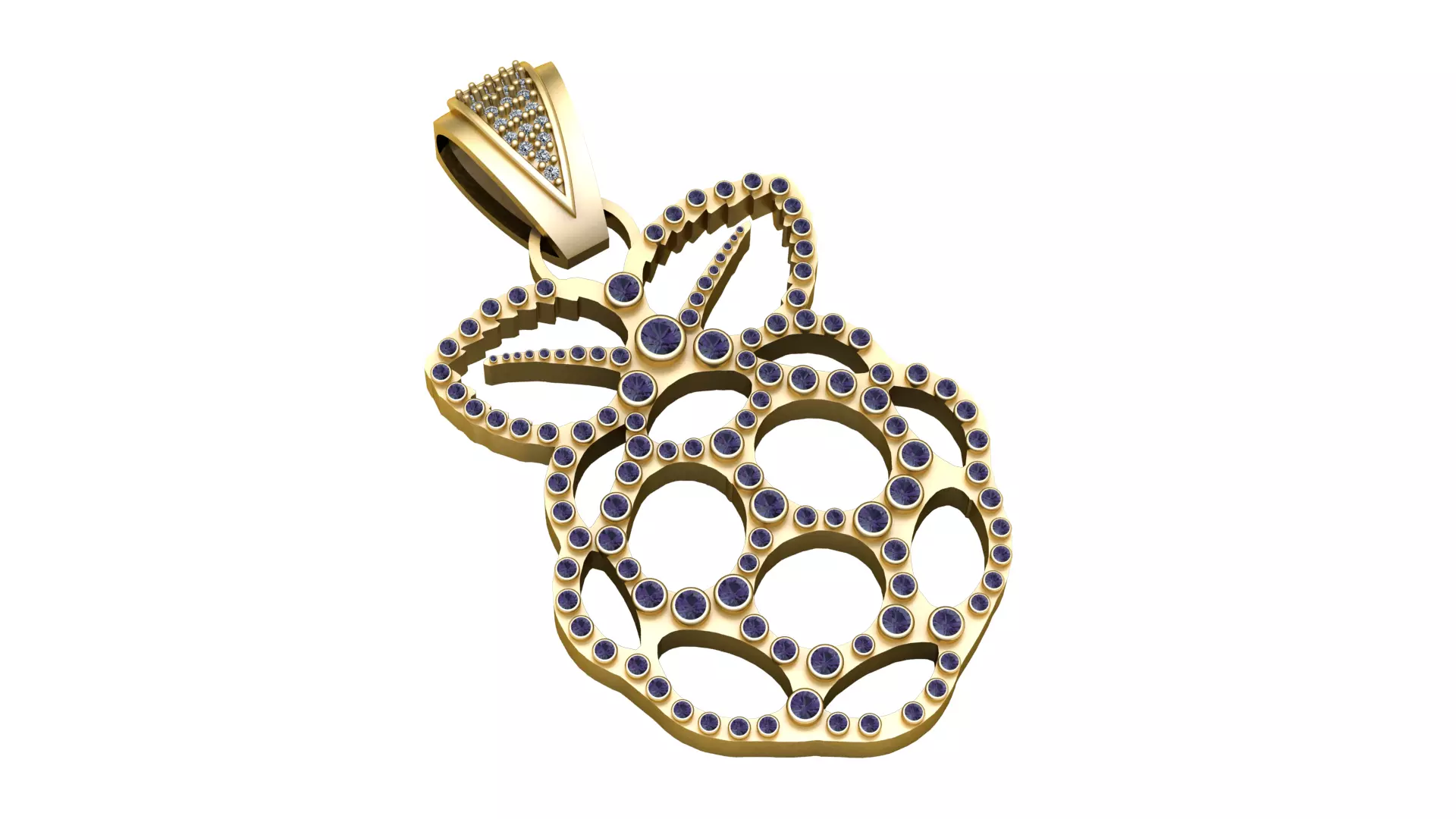 Encrusted Raspberry Pi Inspired Gold Pendant 3D print model