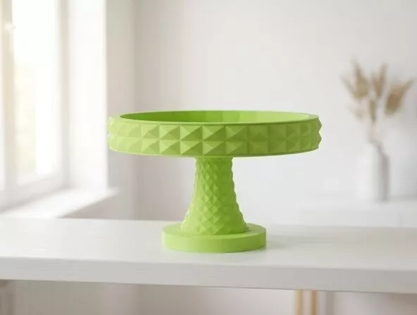 Lime Prism Pedestal Tray with Cube Pattern Free 3D print model