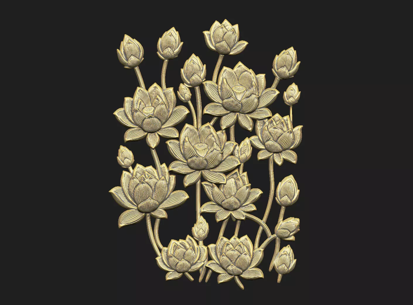 Lotus stone carving patina luxury classic vintage pattern zbrush 3D print model