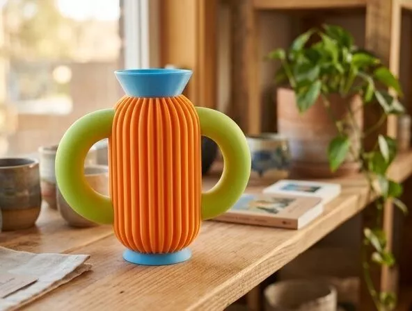 Candy Loop Vase - Ribbed Geometric Design with Modular Accents 3D print model
