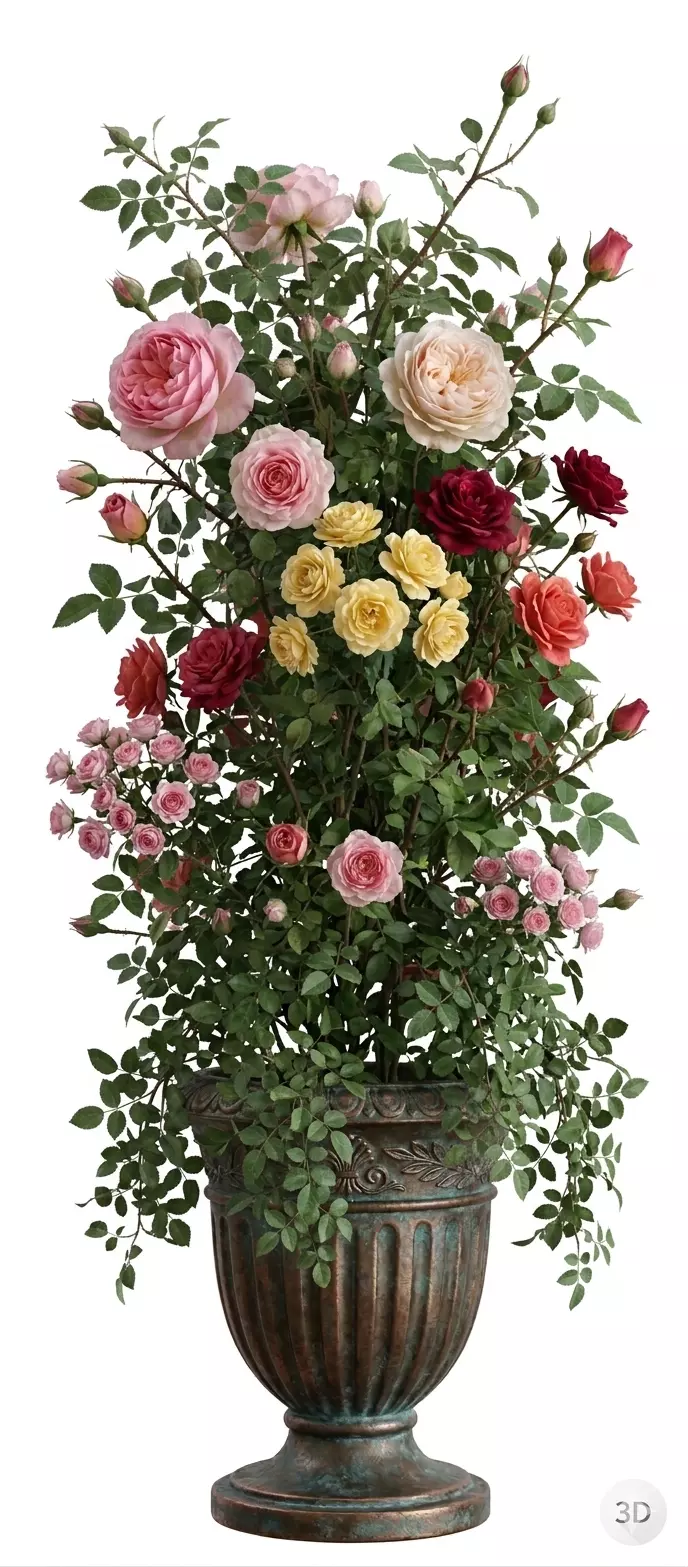 Rose Plant Vase 3D Model 3D print model