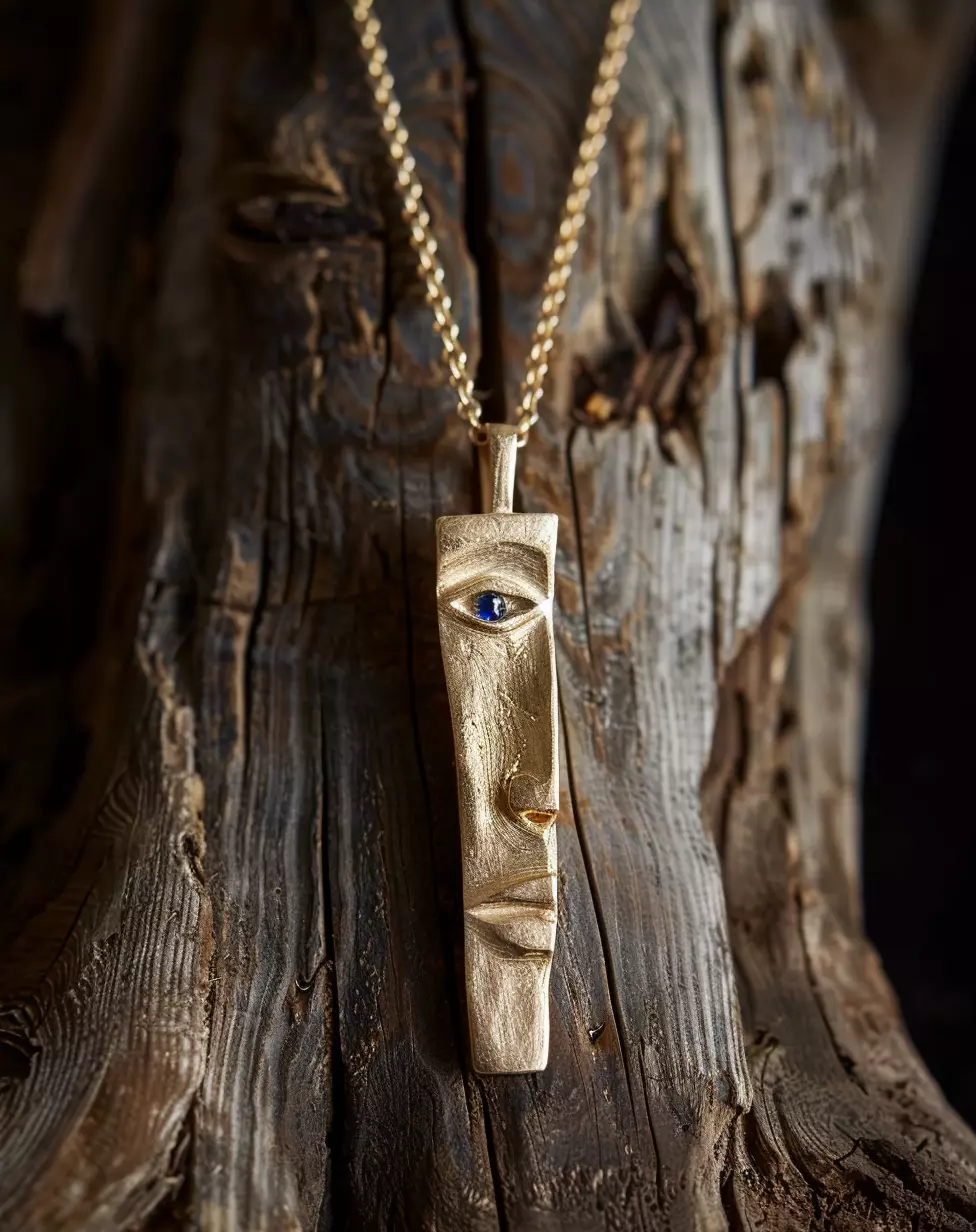 Abstract Face Gold Pendant 3D print model