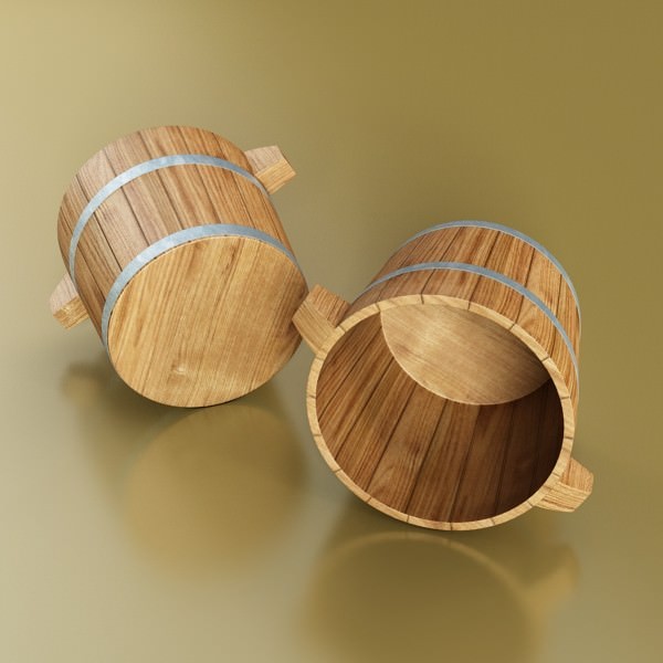 Champagne Set 2 - Bottle Flute Strawberry and Wooden Ice Bucket 3D model_5