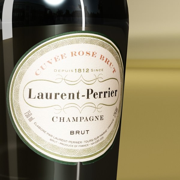 Champagne Set 2 - Bottle Flute Strawberry and Wooden Ice Bucket 3D model_25