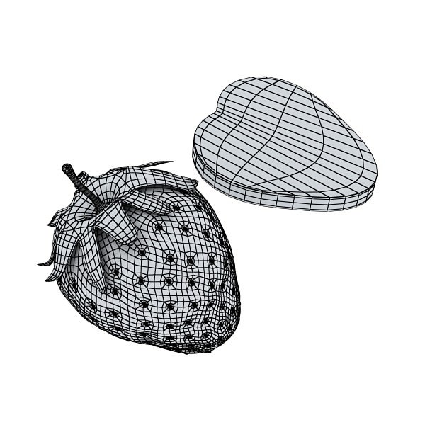 Champagne Set 2 - Bottle Flute Strawberry and Wooden Ice Bucket 3D model_44