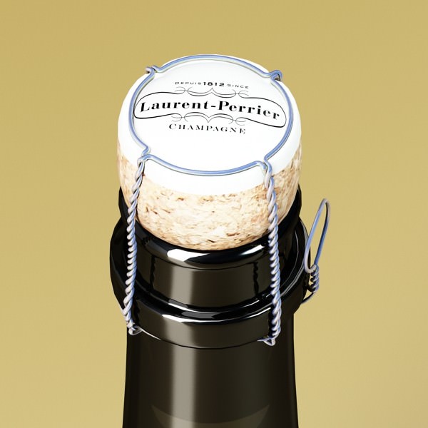 Champagne Set 2 - Bottle Flute Strawberry and Wooden Ice Bucket 3D model_22