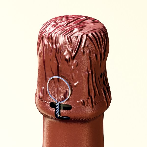 Champagne Set 2 - Bottle Flute Strawberry and Wooden Ice Bucket 3D model_20