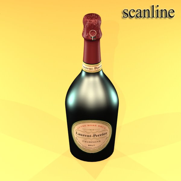 Champagne Set 2 - Bottle Flute Strawberry and Wooden Ice Bucket 3D model_29