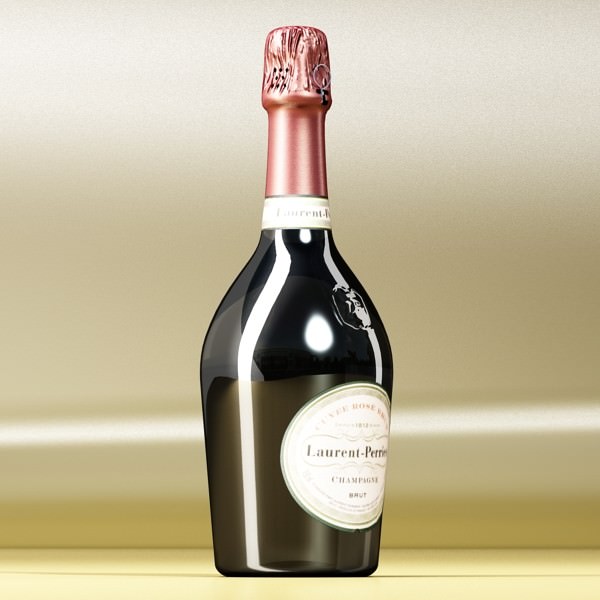 Champagne Set 2 - Bottle Flute Strawberry and Wooden Ice Bucket 3D model_19