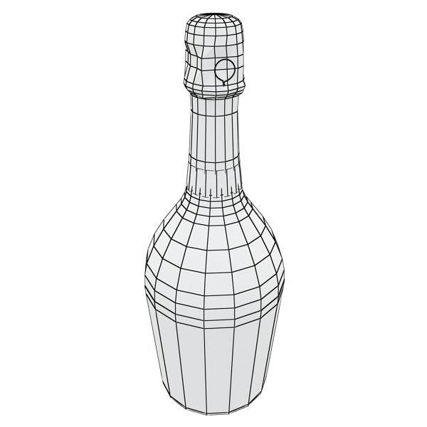 Champagne Set 2 - Bottle Flute Strawberry and Wooden Ice Bucket 3D model_33