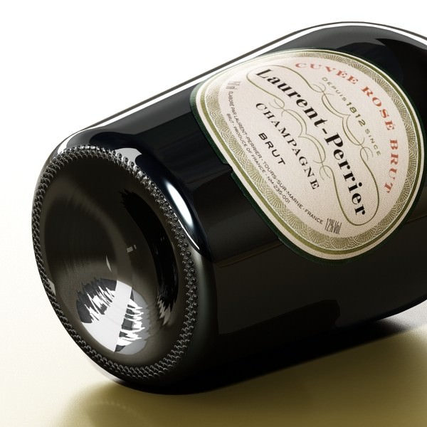 Champagne Set 2 - Bottle Flute Strawberry and Wooden Ice Bucket 3D model_26