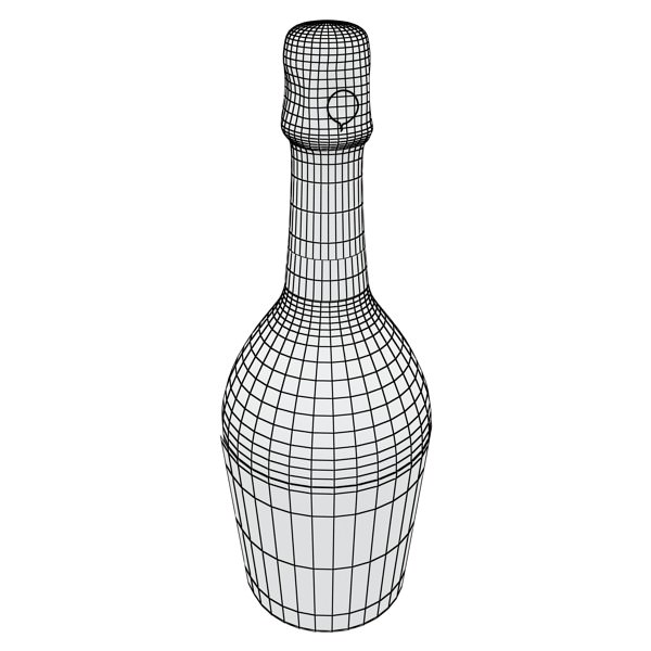 Champagne Set 2 - Bottle Flute Strawberry and Wooden Ice Bucket 3D model_32