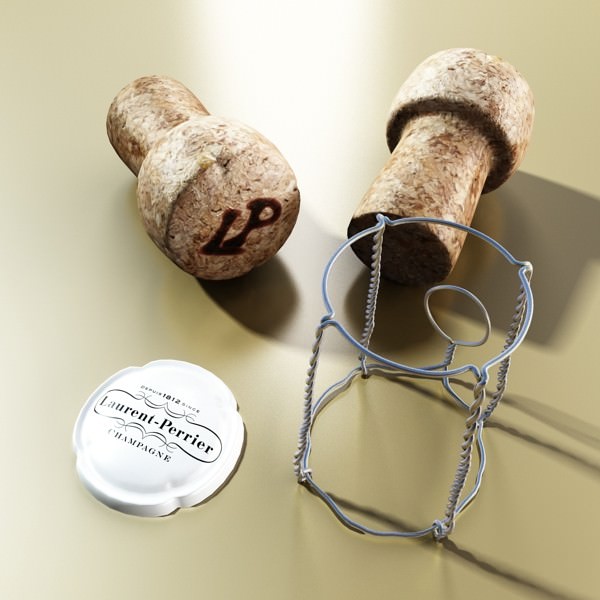 Champagne Set 2 - Bottle Flute Strawberry and Wooden Ice Bucket 3D model_27