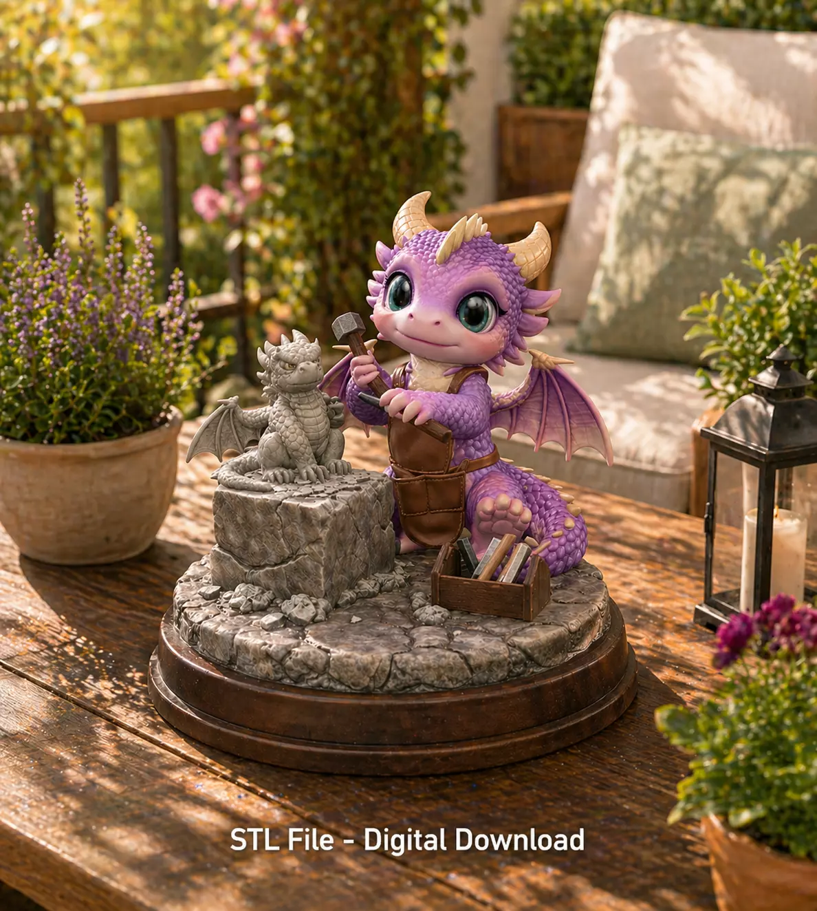 Cute Dragon Sculptor STL File for 3D Printing 3D print model