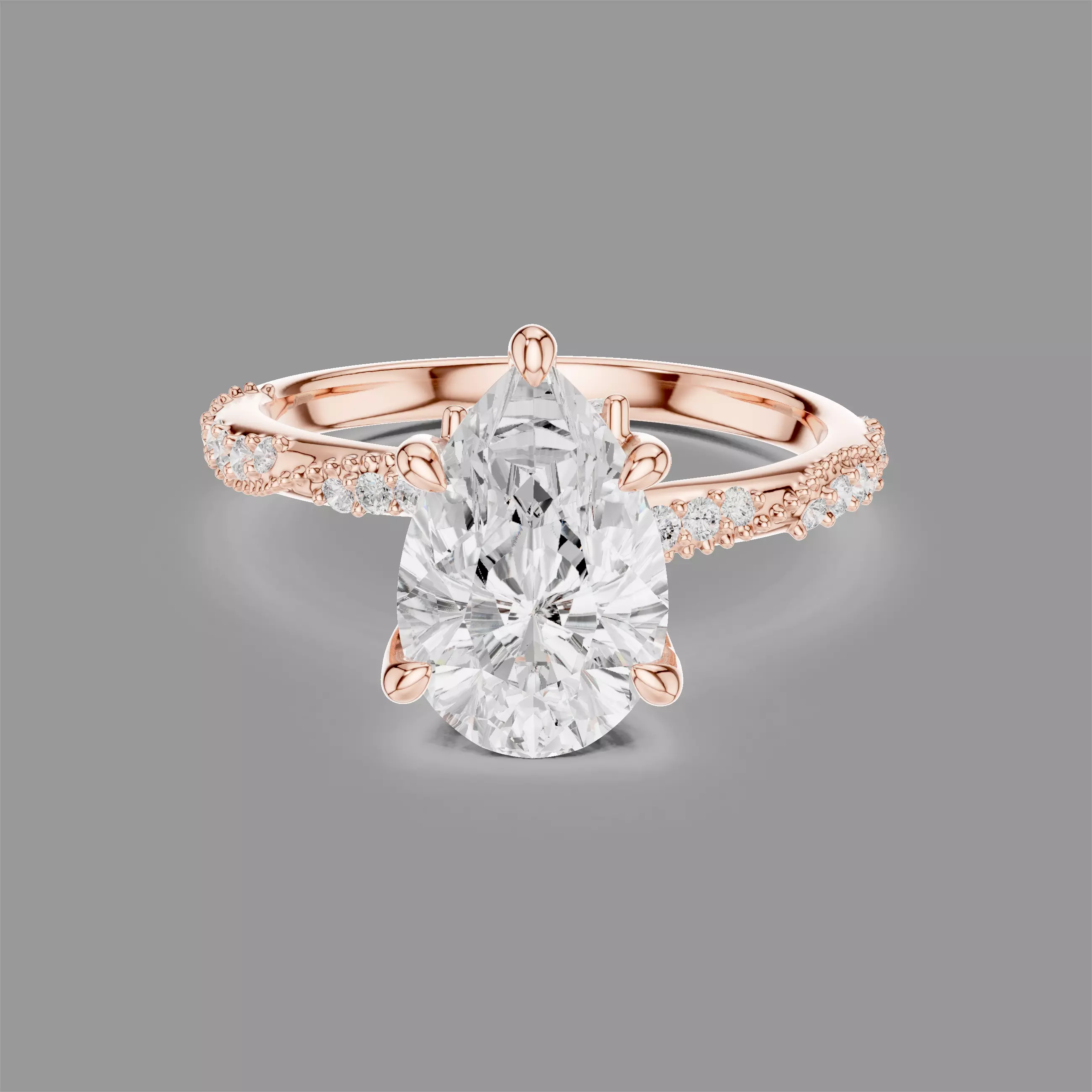 Pear Solitaire Ring 3D print model