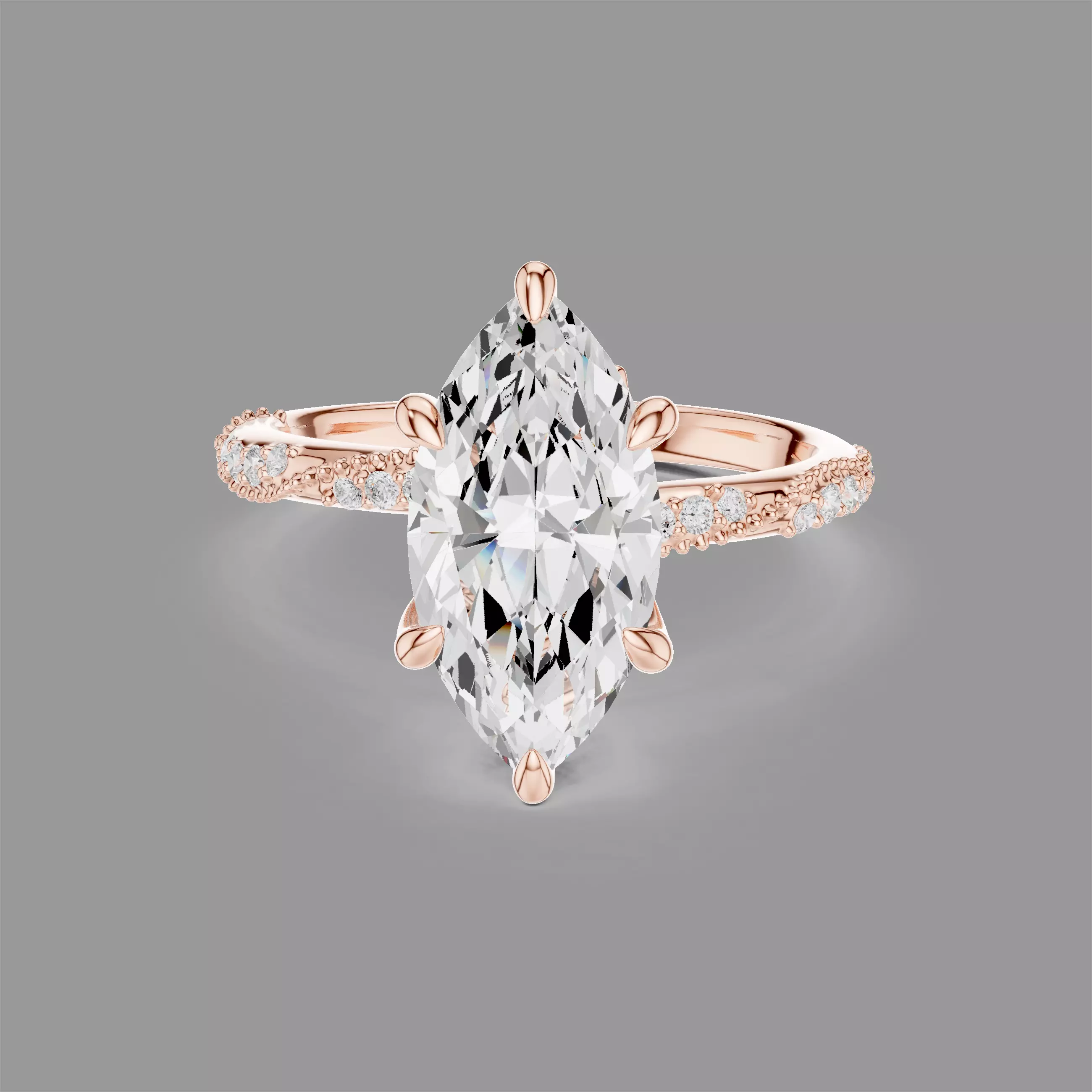 Marquise Solitaire Ring 3D print model