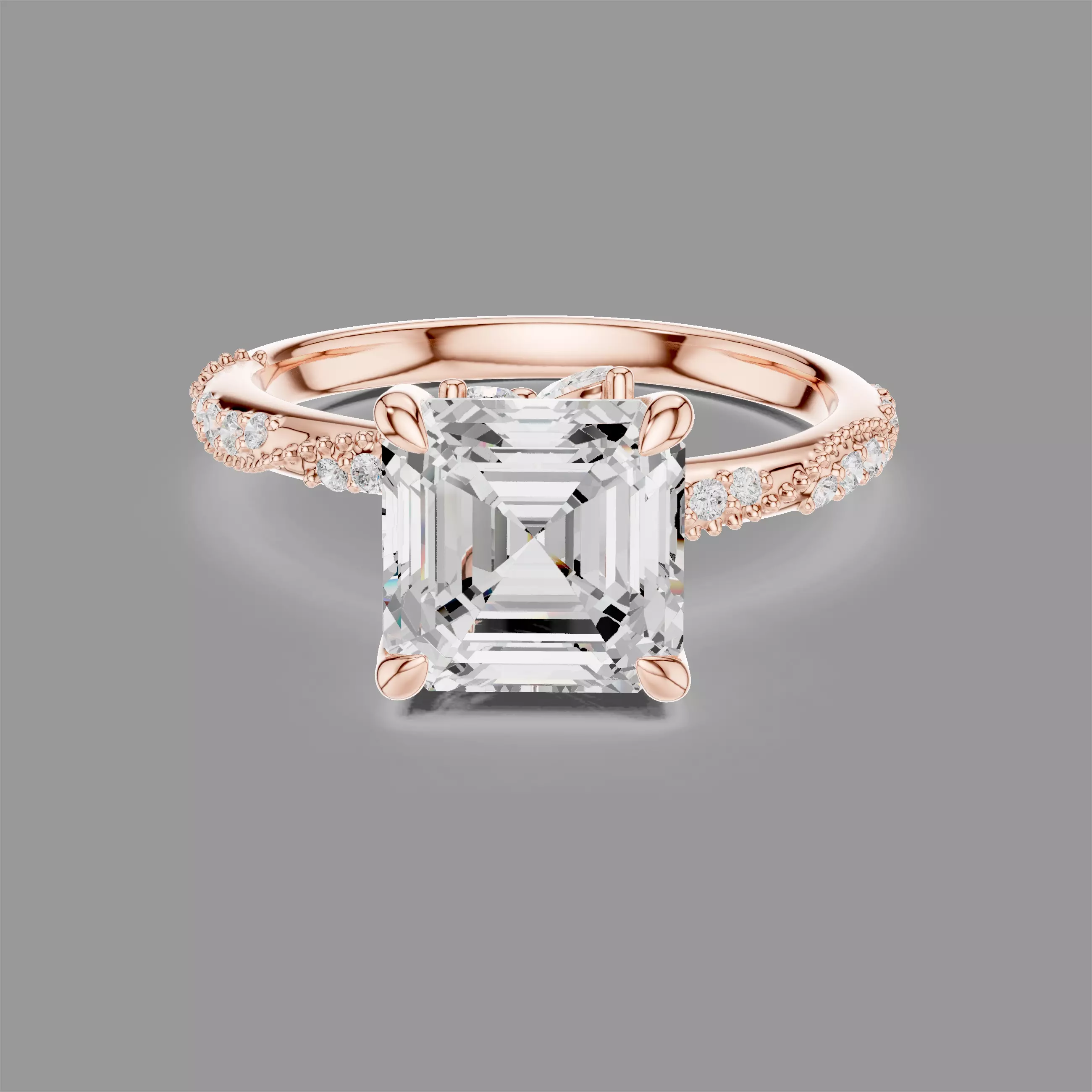 Asscher Solitaire Ring 3D print model