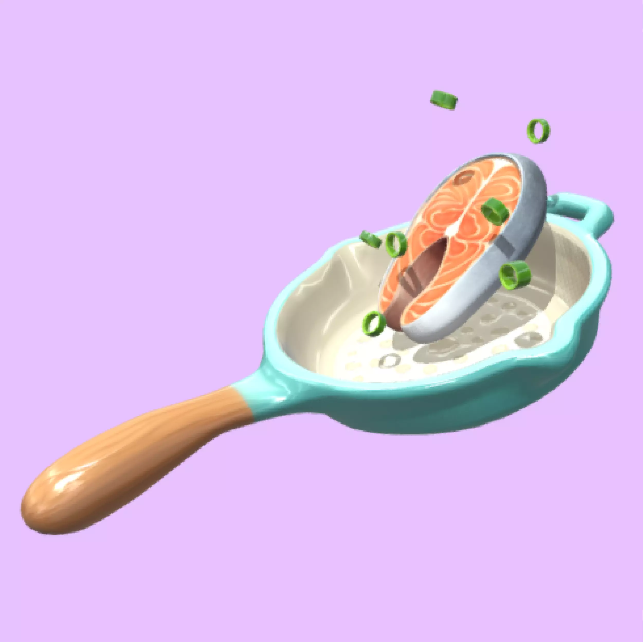 Salmon Steak in frying pan Low-poly 3D model
