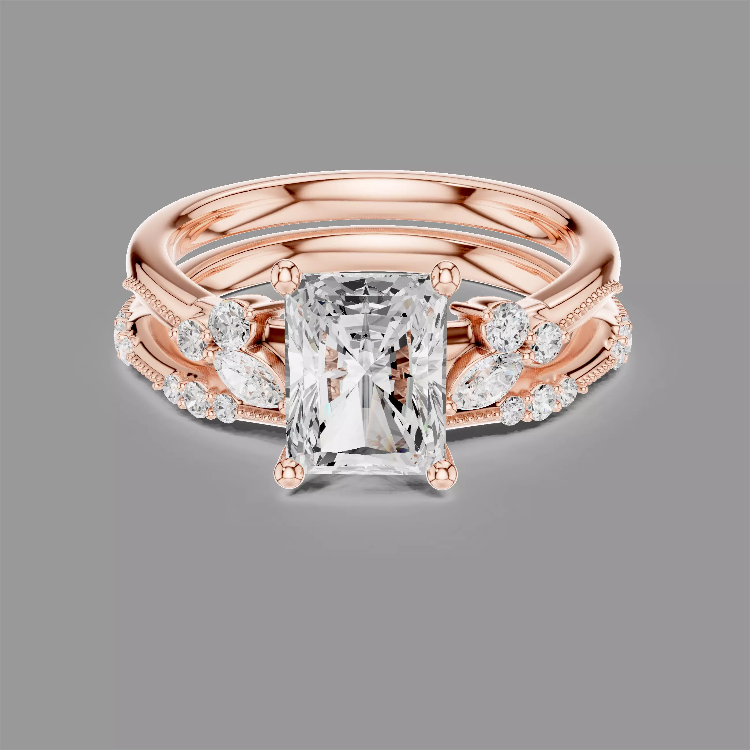 Radiant Solitaire Ring 3D print model