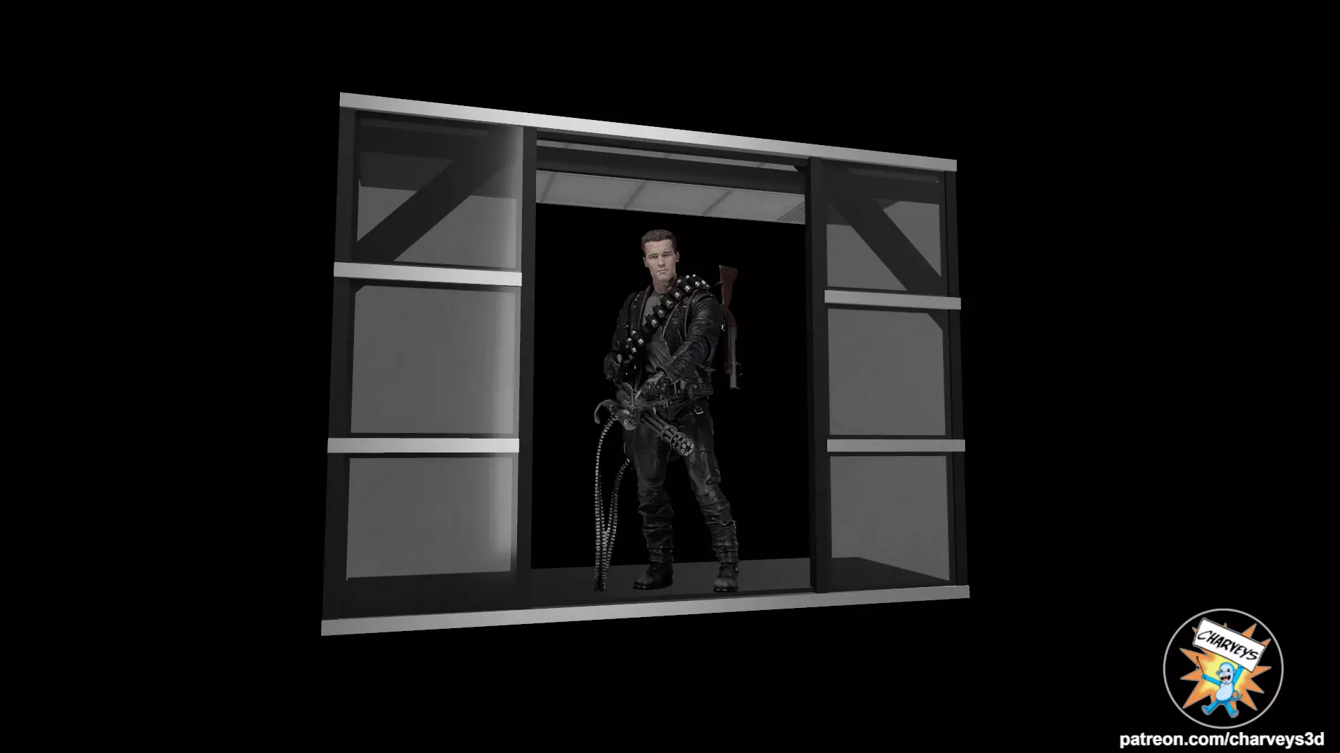 T2 Cyberdine Office Window Diorama for acion figures 3D print model